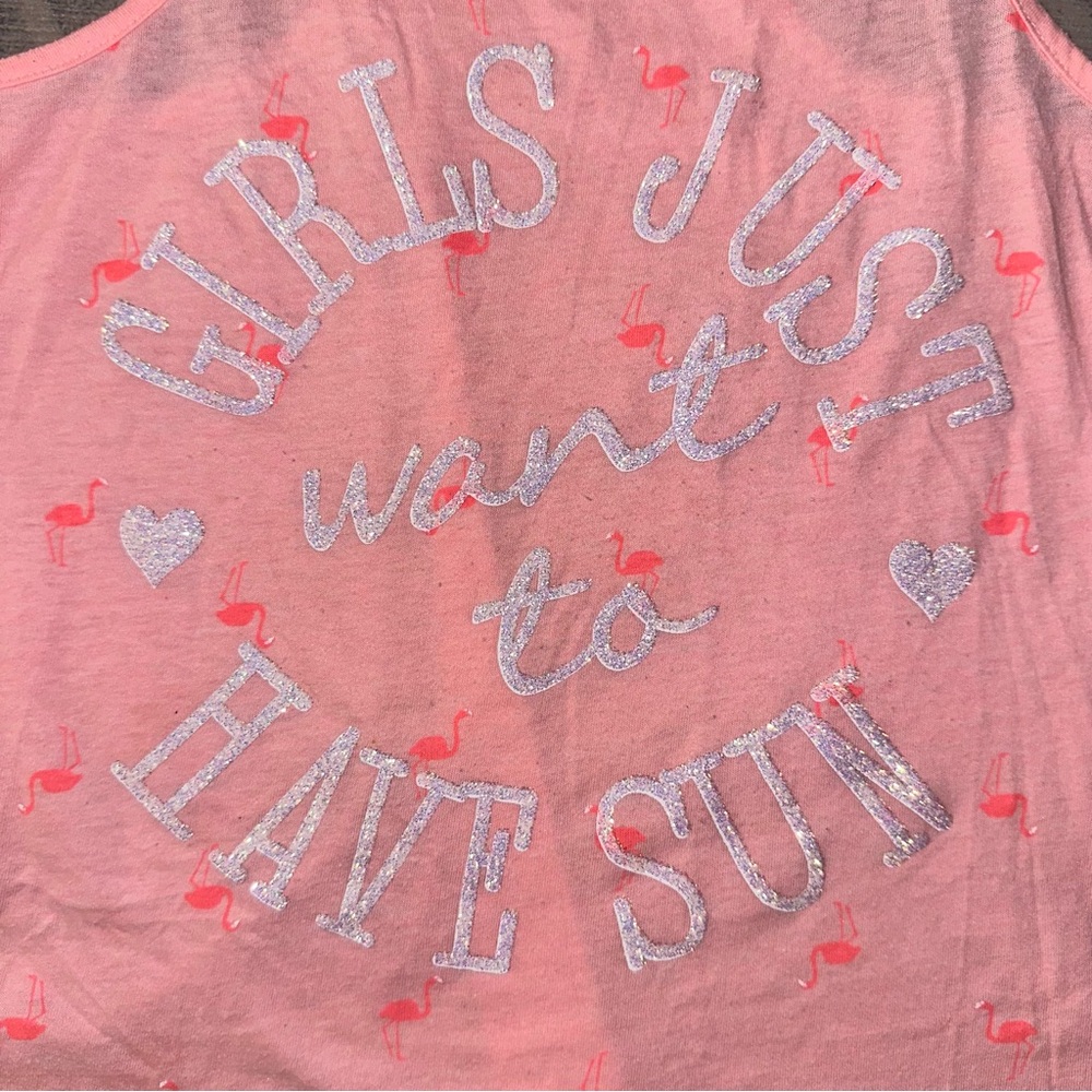 Pink sparkly Girls Tank Top “ girls just wanna have sun” - Picture 5 of 6
